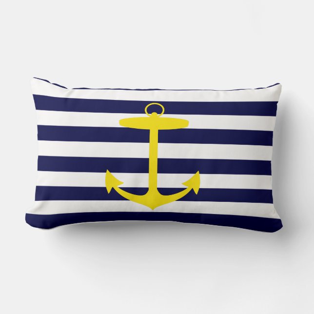 Yellow Anchor Silhouette Lumbar Pillow (Front)