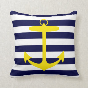 Yellow Anchor Silhouette Throw Pillow