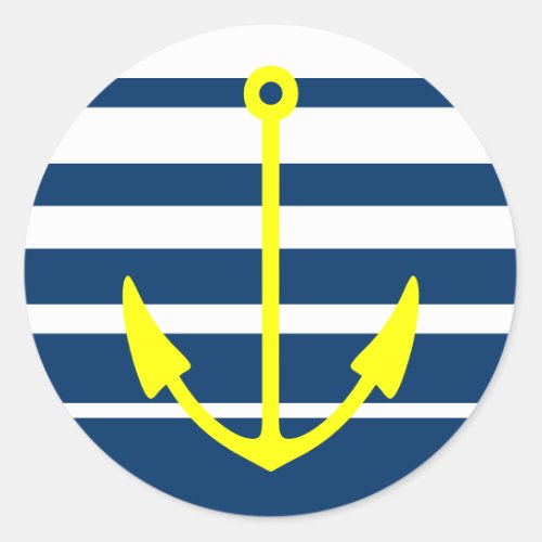 Yellow anchor stickers with blue and white stripes