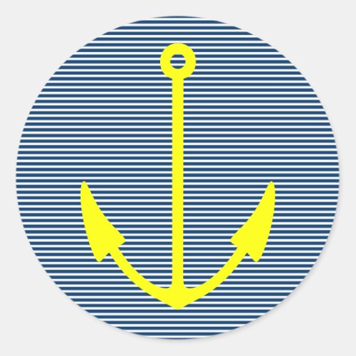 Yellow anchor stickers with navy blue stripes