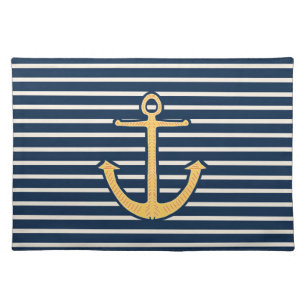 Yellow Anchor Stripes Placemat