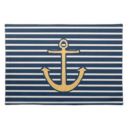 Yellow Anchor Stripes Placemat