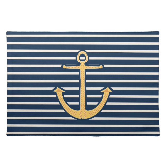 Yellow Anchor Stripes Placemat (Front)