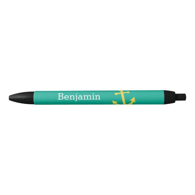 Yellow Anchor with Custom Name - Emerald Pen (Front)