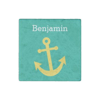 Yellow Anchor With Custom Name - Emerald Stone Magnet by Funsize1007 at Zazzle