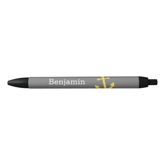 Yellow Anchor with Custom Name - Gray Pen (Front)