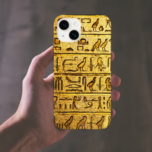 Yellow Ancient Egyptian Hieroglyphs iPhone 14 Case