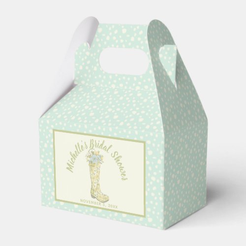 Yellow and Aqua Blue Rain Boot Bridal Shower Favor Boxes