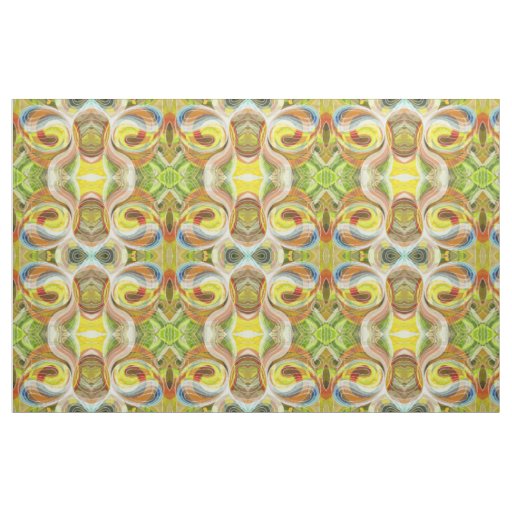 Yellow And Autumnal Brown Doodle With White Lines Fabric