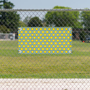Yellow and Baby Blue Trellis, Lattice, Quatrefoil Banner