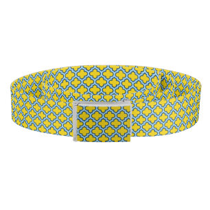 Yellow and Baby Blue Trellis, Lattice, Quatrefoil Belt