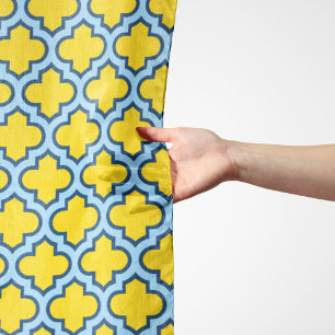 Yellow and Baby Blue Trellis, Lattice, Quatrefoil Scarf