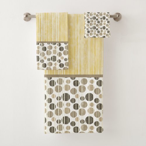 Yellow and Beige Modern Polka Dots Bath Towel Set