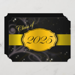 Yellow and Black 2025 Graduation Party Invitation