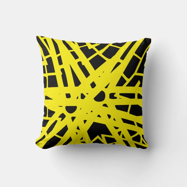 Yellow and Black abstract pattern pillow (Front)