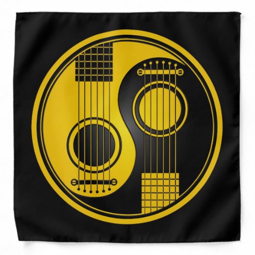 Yellow and Black Acoustic Guitars Yin Yang Bandana