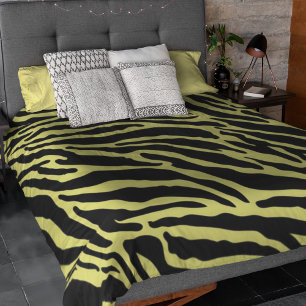 Yellow and Black Animal Print Stripes Duvet Cover