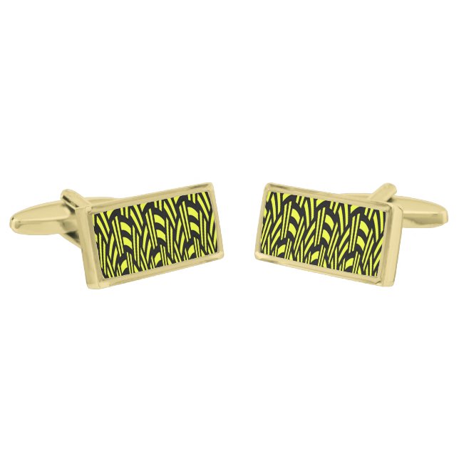 Yellow and Black Art Deco Cufflinks (Angled)