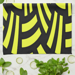 Yellow and Black Art Deco Kitchen Towel