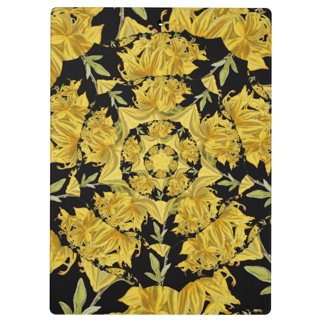Yellow and black Azalea fractal art Clipboard (Back)