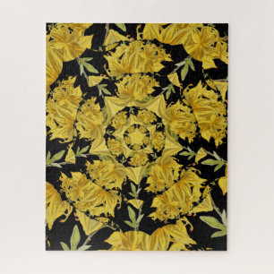 Yellow and black Azalea fractal art Jigsaw Puzzle
