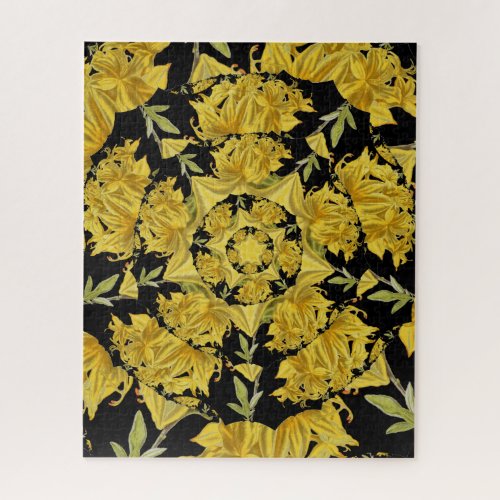 Yellow and black Azalea fractal art Jigsaw Puzzle