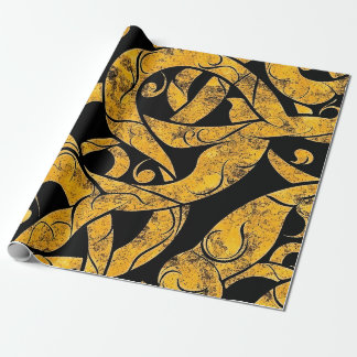 Yellow and Black Batik Pattern Wrapping Paper