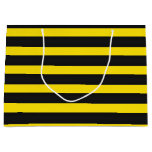 [ Thumbnail: Yellow and Black Bee-Like Stripes Pattern Gift Bag ]