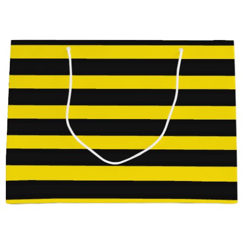 Yellow and Black Bee_Like Stripes Pattern Large Gift Bag