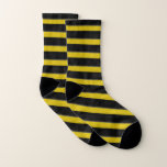 [ Thumbnail: Yellow and Black Bee-Like Stripes Socks ]