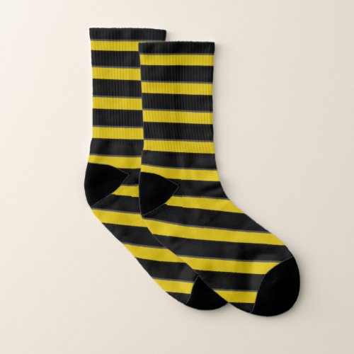 Yellow and Black Bee_Like Stripes Socks