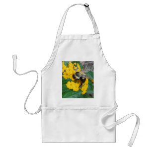 yellow and black Bee on yellow flower Adult Apron