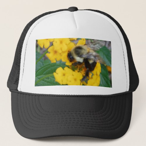 yellow and black Bee on yellow flower Trucker Hat
