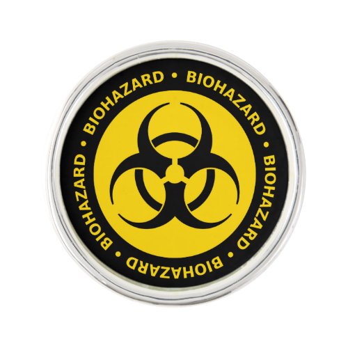 Yellow and Black Biohazard Warning Sign Lapel Pin