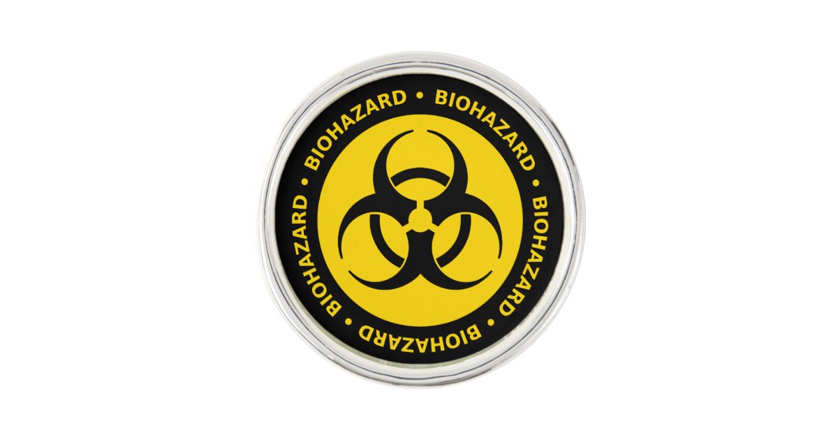 Yellow and Black Biohazard Warning Sign Lapel Pin | Zazzle