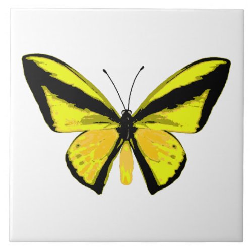 Yellow and black bird wing butterfly ceramic tile