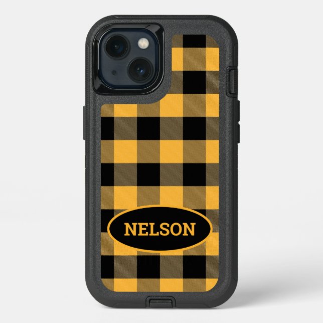 Yellow and Black Buffalo Plaid  Otterbox iPhone Case (Back)