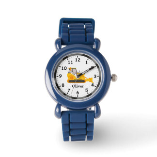 Yellow and Black Bulldozer Heavy Machinery Kids Watch