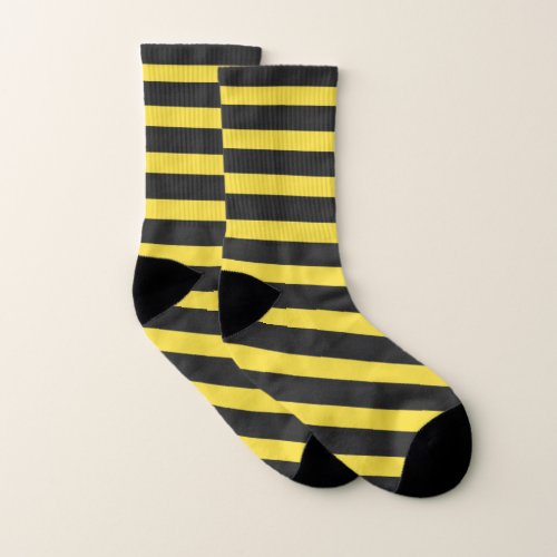 Yellow and Black Bumble Bee Color Stripes Socks