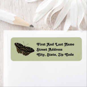 Yellow and Black Butterfly Art Nature Drawing Label