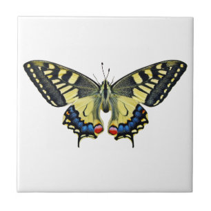 Yellow and black butterfly ceramic tile
