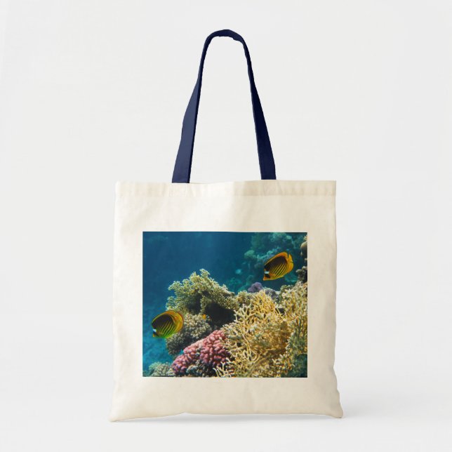 Yellow and Black Butterfly Fish Tote Bag (Front)
