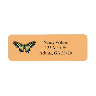 Yellow and black butterfly label