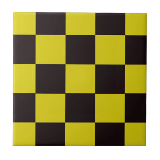Yellow and Black Checkerboard Ceramic Tile