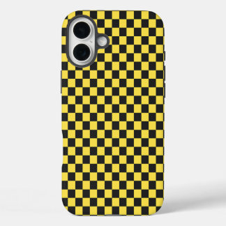 Yellow and black checkerboard pattern iPhone 16 plus case