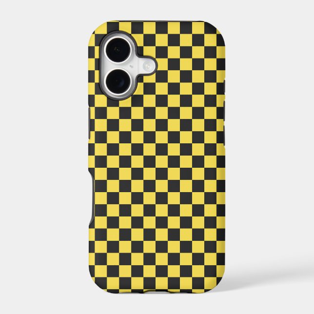Yellow and black checkerboard pattern iPhone case (Back)