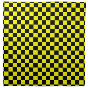 Yellow and Black Checkerboard Squares Cloth Napkin