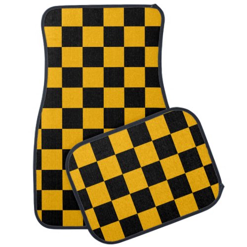 Yellow and Black Checkered Car Floor Mat