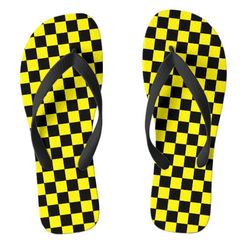 Yellow and Black Checkered  DIY Background Color Flip Flops