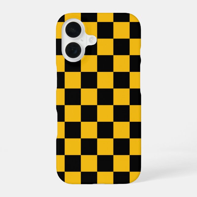 Yellow and Black Checkered Print iPhone Case (Back)